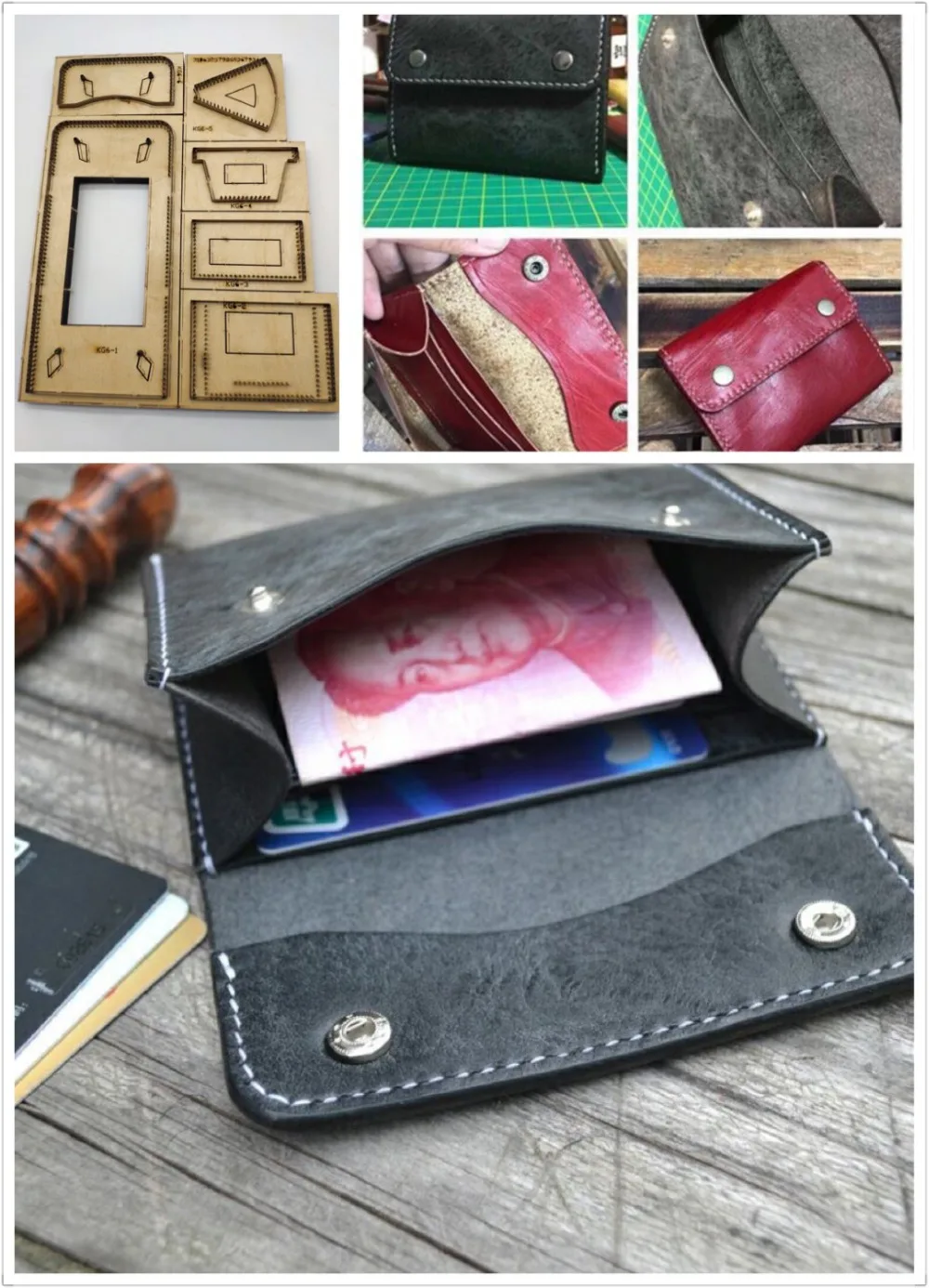 Japan Steel Blade DIY Leather Craft Template Small Wallet Card Holder Die Cutter Cutting Knife