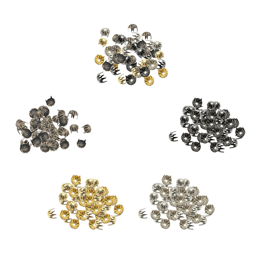 50pcs Metal Pumpkin Studs Claw Rivet Leathercraft Punk for Bags Jeans Belt Decoration