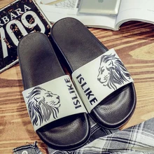 COOLSA/мужские модные шлепанцы с головой льва, пляжные повседневные шлепанцы, Нескользящие домашние шлепанцы для ванной, мужская обувь большого размера