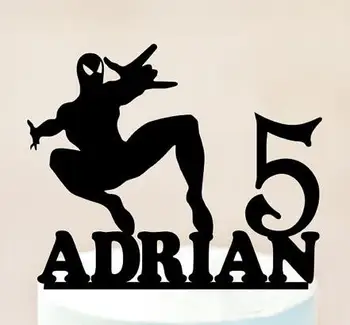 

Acrylic Spiderman custom name and age Cake Toppers Happy Birthday wedding party decorations