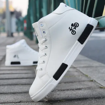 White High-Top Waterproof Leather Shoes