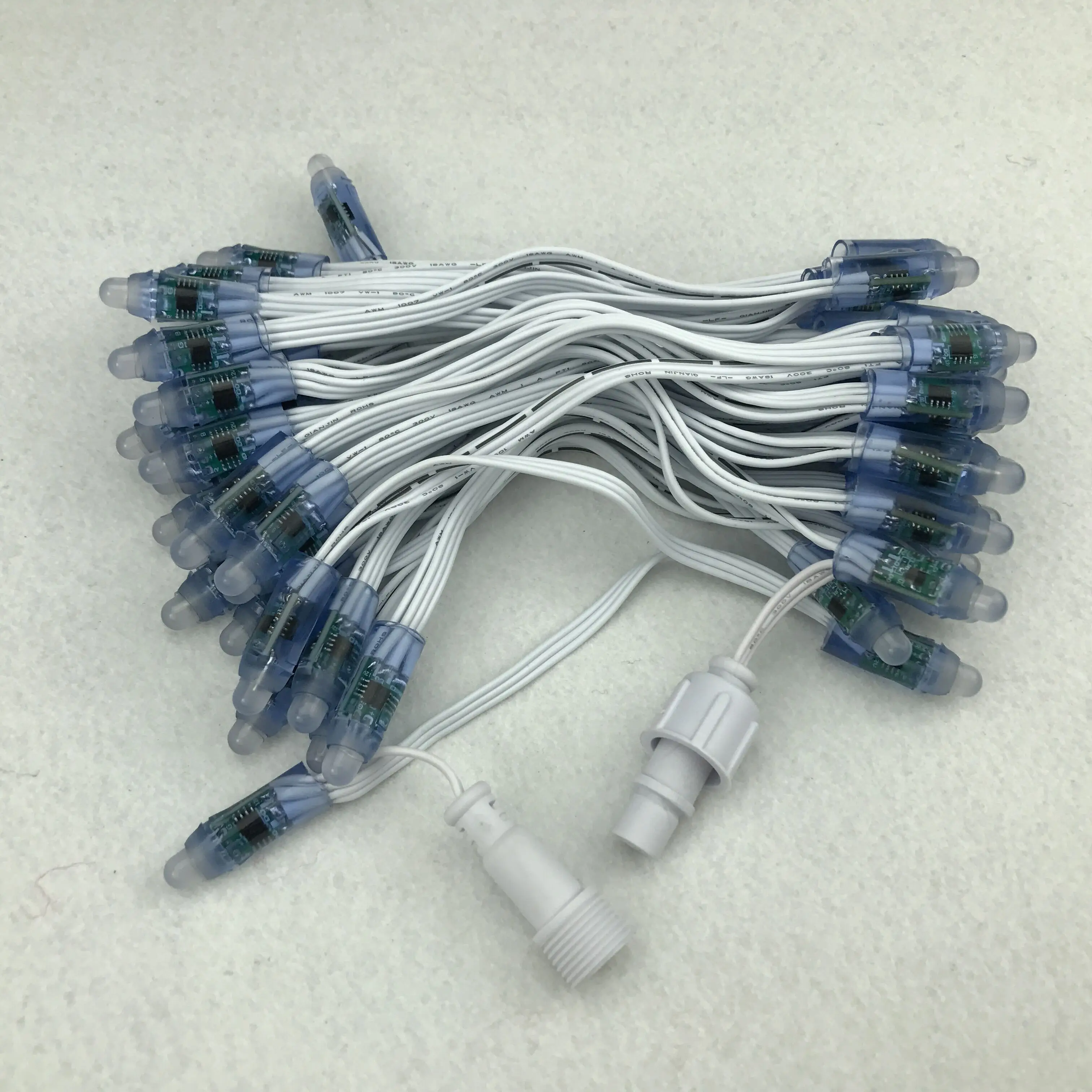 100 шт./компл. пуля DC12V Адресуемая 12 мм WS2811 RGB led Smart Pixel узел; все белые 18AWG) провод, IP68; с 0,2 м Xplug pigtail
