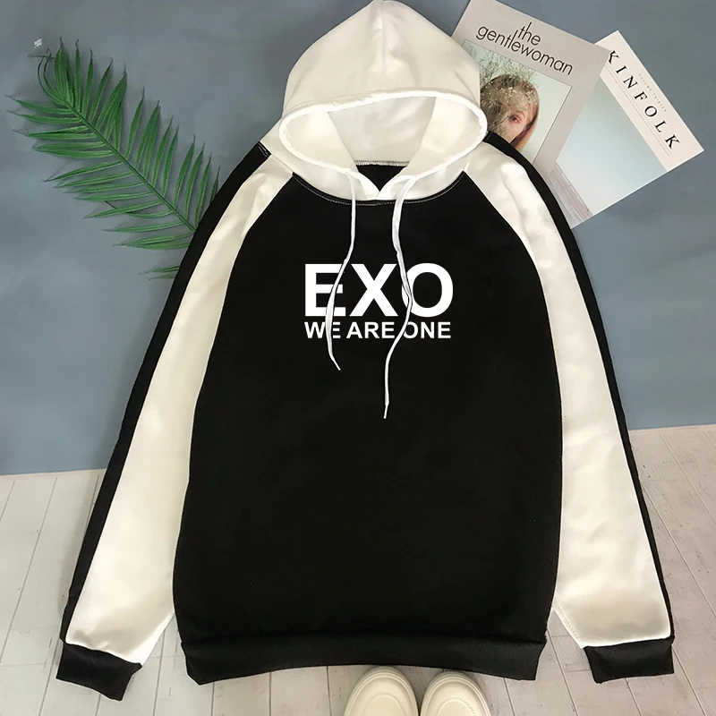 Женская куртка с капюшоном Exo Kpop модная одежда в Корейском стиле Харадзюку