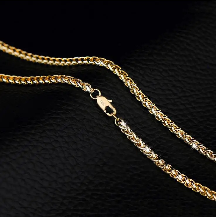 

MEEKCAT Smart 3.5mm Women Girls Men 585 Jewelry Gold Color Snail Twisted Necklace Factory Chains 16 18 20 22 24"