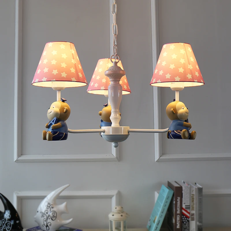 

Kids chandelier bedroom room light girl lustre suspension Animal monkey design colorful chandelier lights