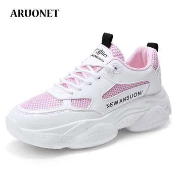 

AURONET Women Shoes 2020 Women Sneakers Students Platform Shoes Comfort Women Footwear White Sneakers Zapatillas Chunky Muje