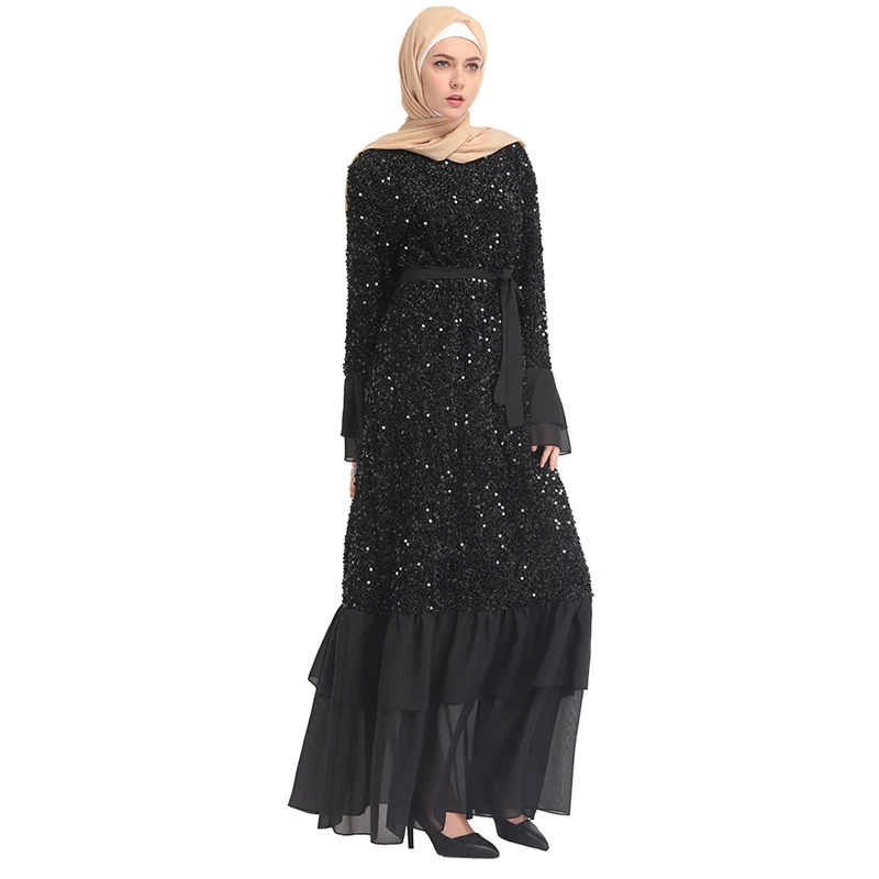 Пайетки Абая Дубай, Турция хиджаб мусульманское платье Кафтан Абая s для женщин jilbaba кафтан ИД исламский халат одежда Рамадан Elbise Giyim