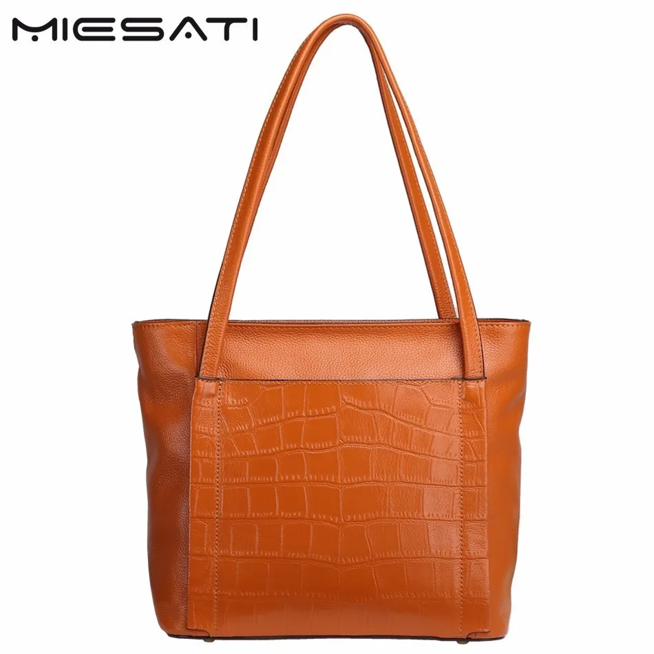 

MIESATI Quality Genuine Leather Women Shoulder Bags Casual Ladies Cowhide Totes Female Designer Fashion Big Brown Bag Sac a main