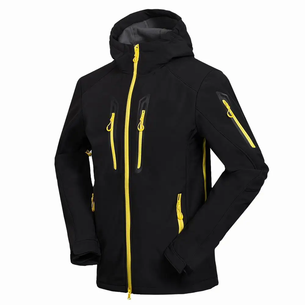 Для мужчин Softshell теплый флис для походов на молнии Стиль ветрозащитный дышащий для занятий спортом на улице пальто мужской Костюмы для верховой езды куртка для альпинизма - Цвет: Black