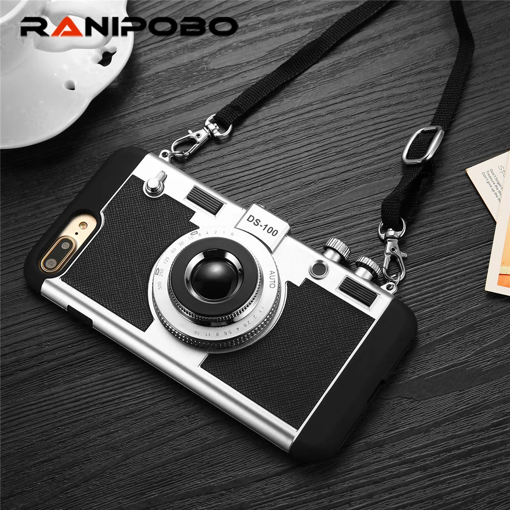 

Luxury Vintage Camera Phone Case For iPhone 7 7 Plus 6 6s SE 5 5s Cool 3D Fashion Style Long Strap Rope Case Capa For iphone 7