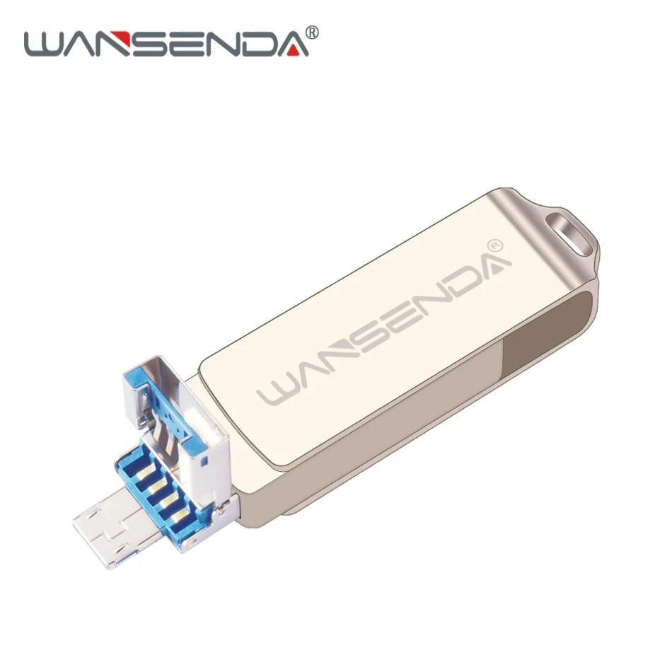 WANSENDA 3 в 1 OTG USB флэш-накопитель для Android/iOS/PC USB 3,0 Флешка 8 ГБ 16 ГБ 32 ГБ 64 Гб карта памяти, Флеш накопитель