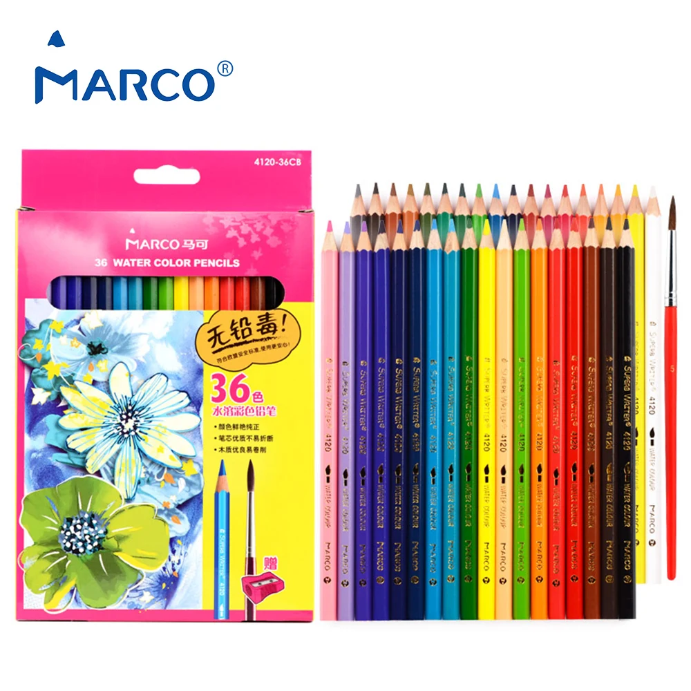 

Marco 4120 Colored Pencils 12/24/36 Watercolor pencils Profesional Painting Set For Write Drawing Sketch Art Supplies