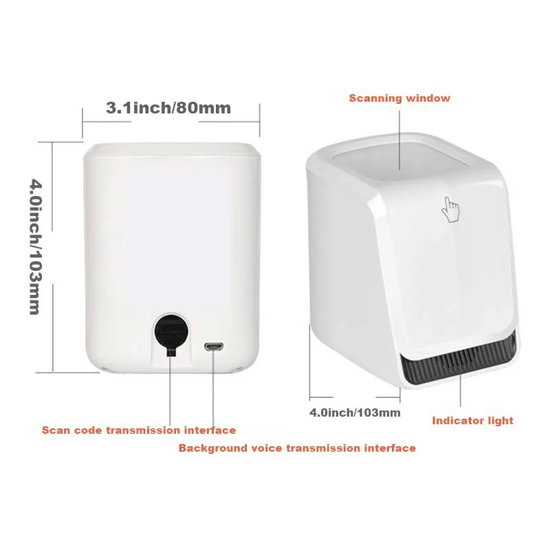 

M6 QM Barcode Scanner Handsfree Wired 2D/1D Automatic Barcode Reader for Mobile Payment SD998