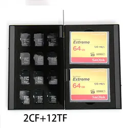 2017 серебряные красные, синие 12 в 1 Алюминий коробка для хранения мешок Memory Card Case Держатель кошелек большой Ёмкость для 2 * для SD CF 12 * MicroSD