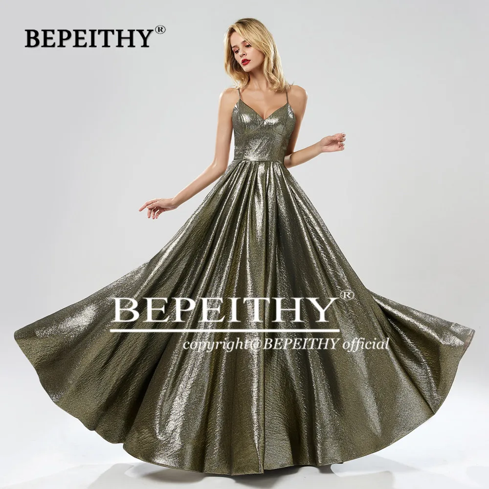 BEPEITHY сексуальные длинные платья с открытой спиной для выпускного вечера Robe De Soiree v-образный вырез блестящая ткань вечернее платье Новинка