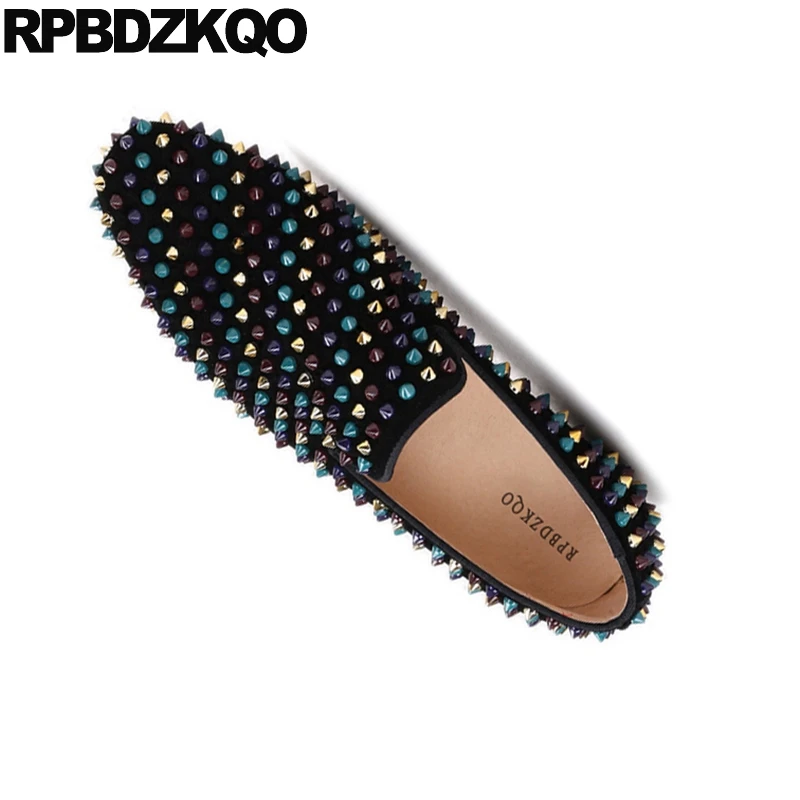 Nubuck Marca Remache Square Más Negro 47 2018 Partido Spike 46 Tamaño Stud Cuero Genuino Toe Hombres Runway Zapatos Gamuza Mocasines Real 8tT7OWT6B