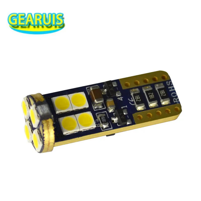 

10pcs W5W LED canbus T10 12 smd 3030 no error Car lamp Turn Side License Plate Light Trunk Lamp Clearance Lights White Red Amber