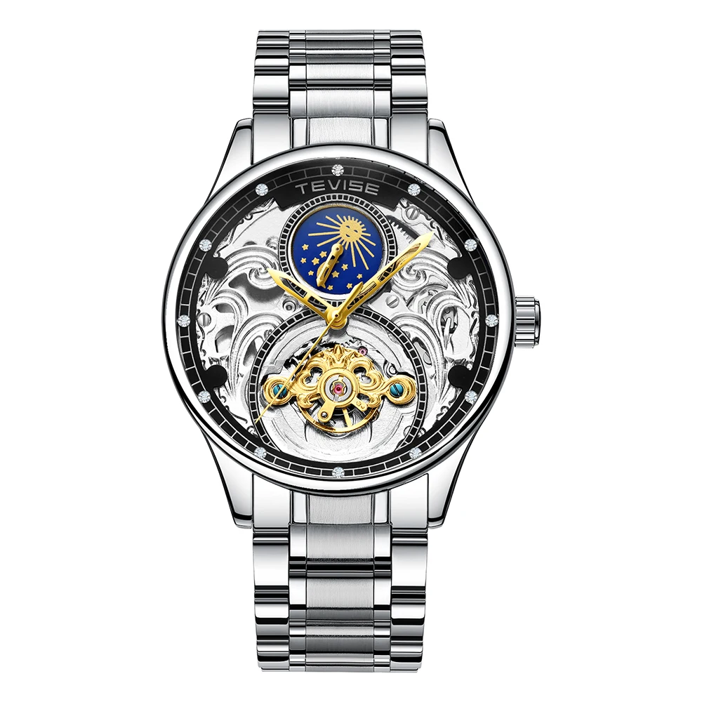 

TEVISE T820A Business Men Automatic Mechanical Watch Moon Phase Time Display Fashion Casual 3ATM Waterproof Male Wristwatch