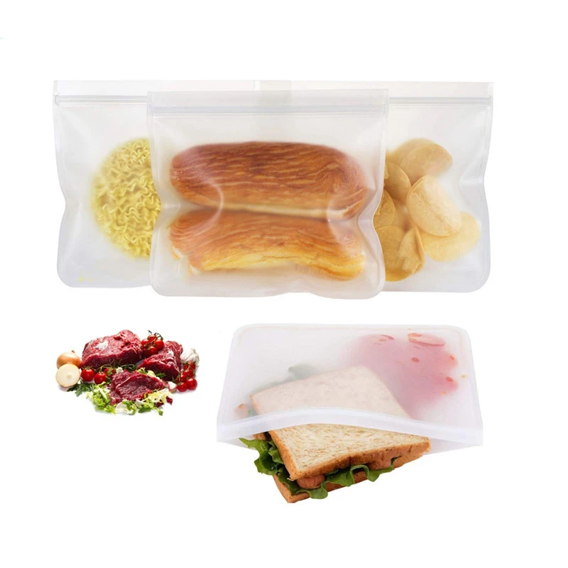 

PEVA Food Storage Containers Reusable Silicone Fresh Bags Moistureproof Refrigerator Vacuum Sealed Bag For Sandwich Snack Fruits