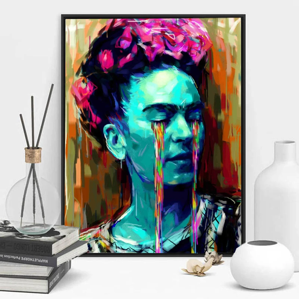 

LECHAO Abstract Feature Canvas Painting HD Image Mexican Artist Canvas Art Great Woman Poster Decor for Home No Frame
