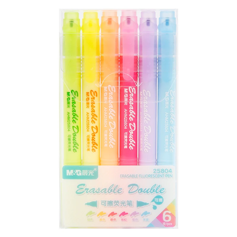 M & G Erasable Double Side Highlighters Highlight Pen Fluorescent Pen 6