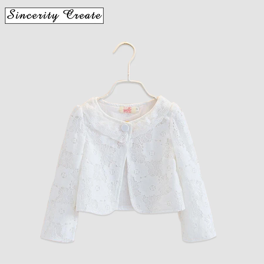 

Spring Hollow Out White Full Length O-neck Girls Jacket Cardigan Summer girls clothing jacket Summer sun clothing baby KC-1823