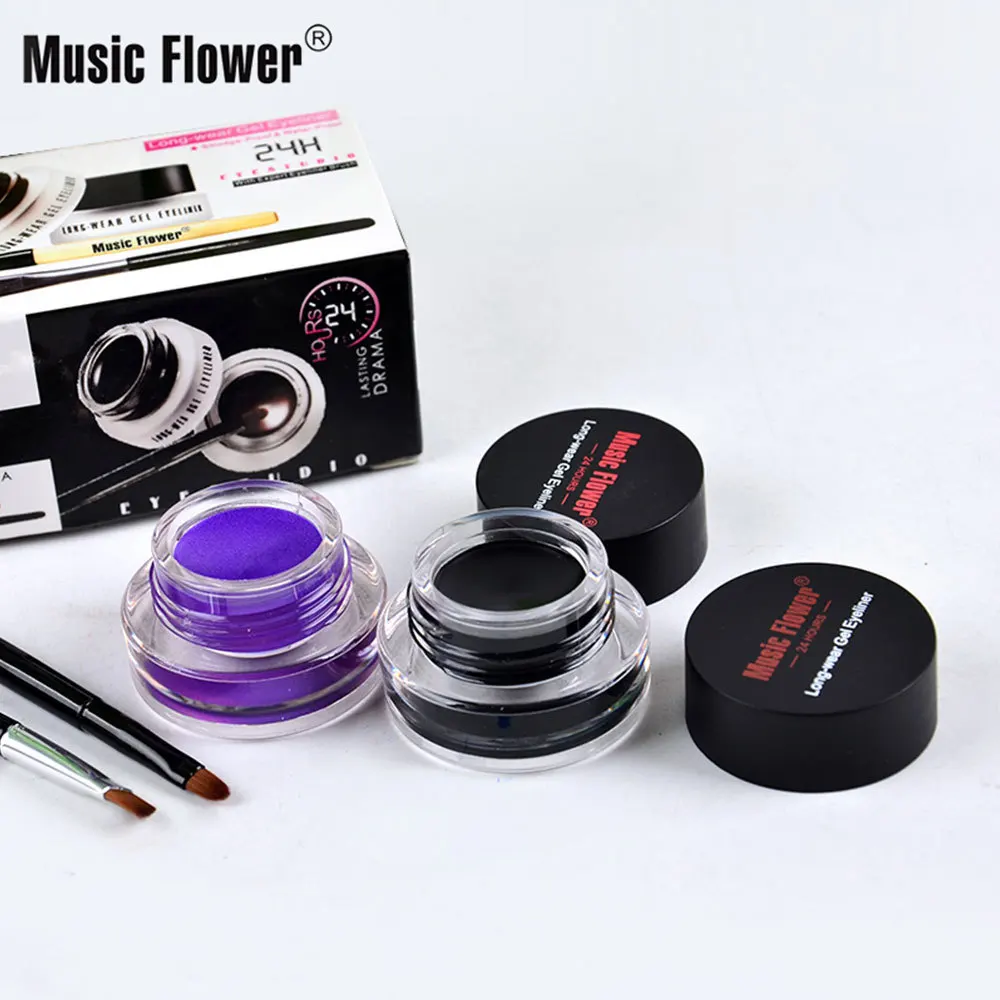Music Flower Brand Eye Makeup 2 in 1 Brown + Black+Blue Gel Eyeliner Makeup Water-proof Natural Cream Eye Liner Set With Brushes Music Flower Brand Eye Makeup 2 in 1 Brown + Black+Blue Gel Eyeliner Makeup Water-proof Natural Cream Eye Liner Set With Brushes