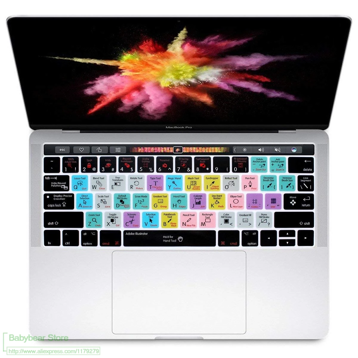 Силиконовый чехол-клавиатура для Macbook Pro 1" 15", новинка /, с сенсорной панелью