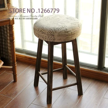 

2015 NEW Practical American country style residential furniture, wood+linen cloth small stool, living room decoration stool