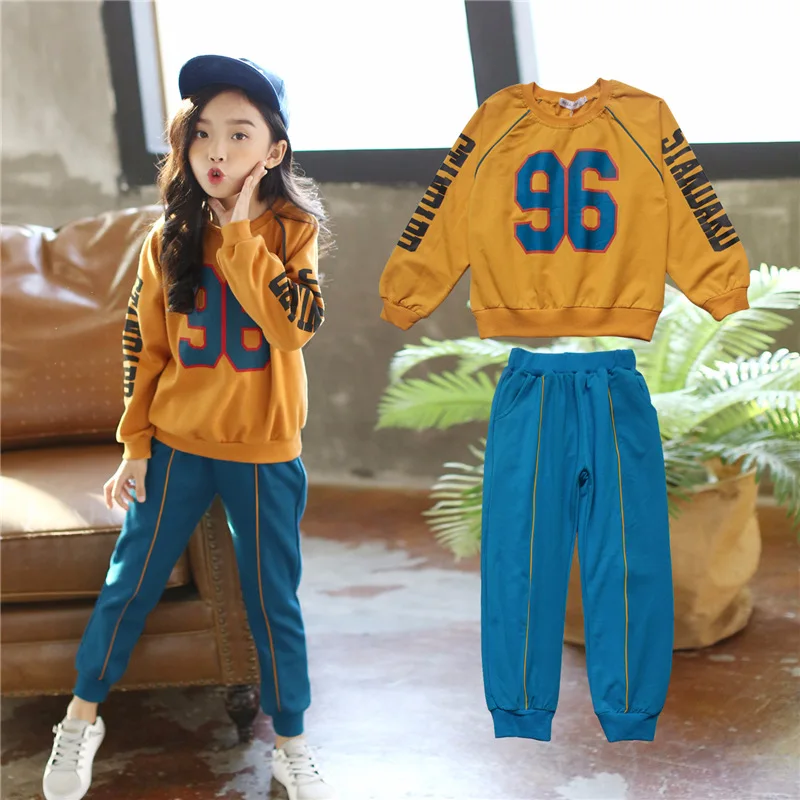 Children's Wear Girl Spring Long Sleeve Suit 2018 New Korean Kids Girls Printed Class Uniforms Sport Clothing 2PCS Sets CLS123 |