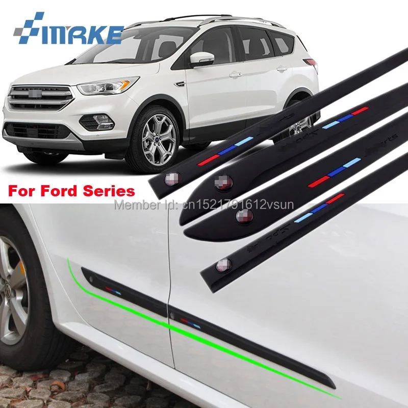 

smRKE Car-styling 4pcs High Quality Brand New Side Doors Rubber Bumper Protector Guard Scratch Sticker Trim For Ford Vehicle
