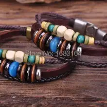 G72 из 2 предметов Surfer Конопли кожа деревянные бусины браслет наручная повязка наручник мульти Цвет s