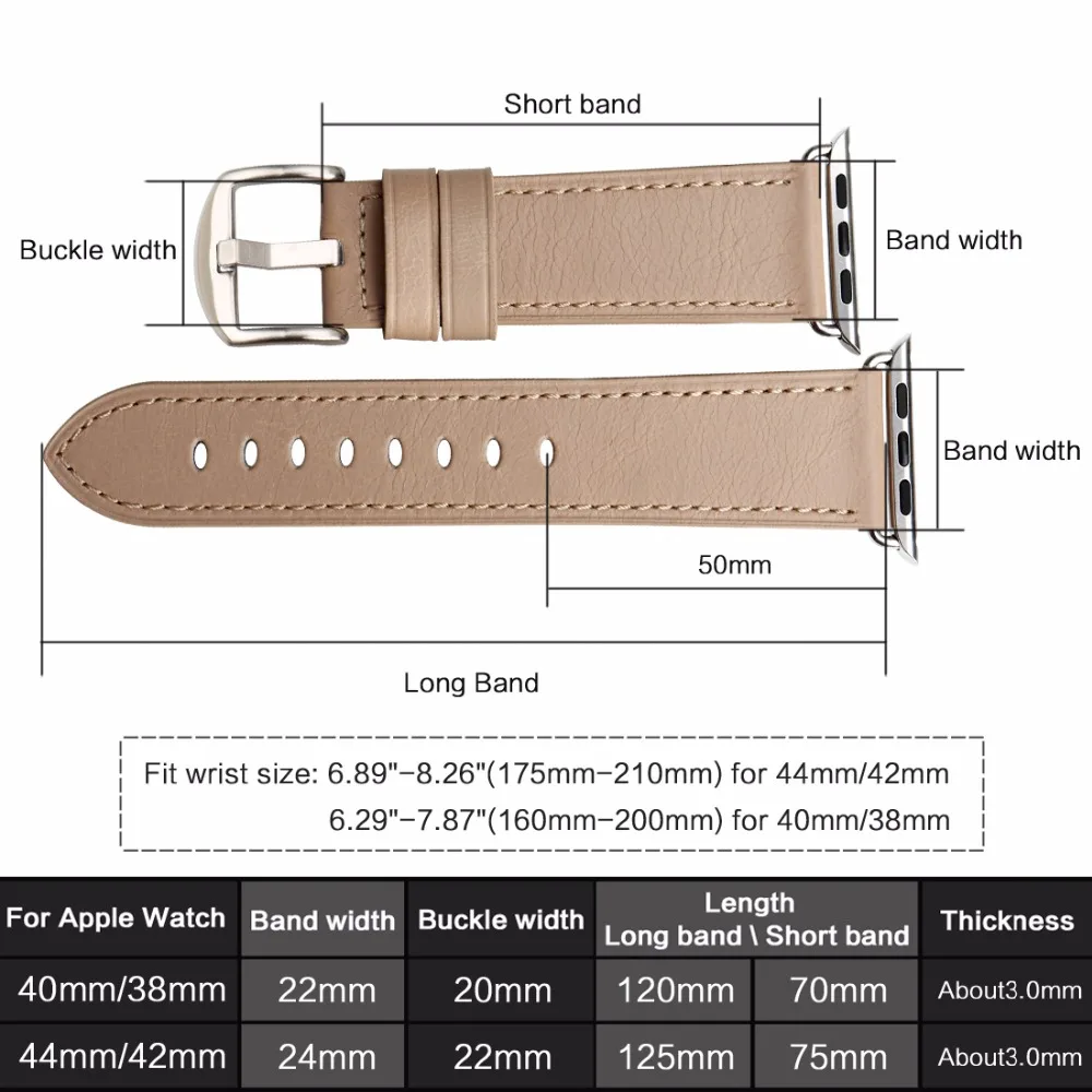 MAIKES специальный кожаный ремешок цвета слоновой кости для Apple Watch ремешок 44 мм 40 мм/42 мм 38 мм серия 4 3 2 1 iWatch Ремешки для наручных часов Ремешок для Apple Watch