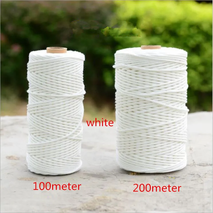 

2mmx200m Beige White Cotton Twisted Cord Rope Craft String Handmade Decorative Accessories