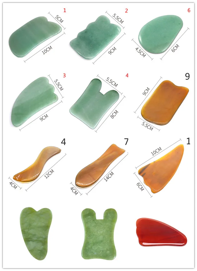 Natural Guasha Board Facial Eyes Scraping Gua Sha SPA Massage Tool Health Care Beauty Acupoints Plate Massager 16 Styles