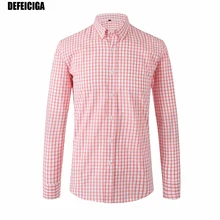 DEFEICIGA Мужская рубашка с длинным рукавом брендовая маленькая клетчатая красная рубашка мужская деловая Повседневная официальная рубашка 028