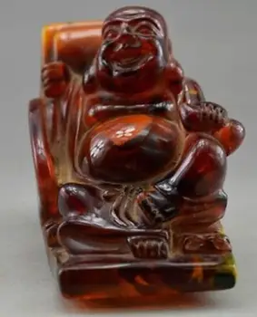 

Elaborate Chinese Collectible Decorated Old Handwork Resin Carved Buddha Recline On Lounge Statue