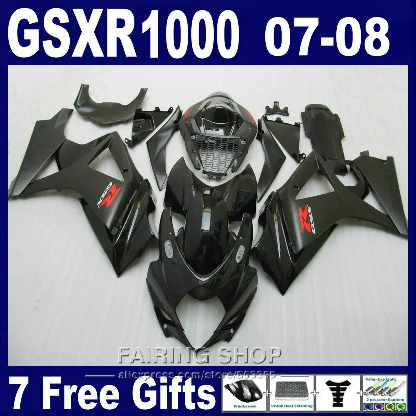 

Motorcycle Hot sale fairings For Suzuki GSXR 1000 07 08 black fairing kit GSXR1000 2007 2008 PG56
