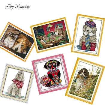 

Hot Joy Sunday Cross Stitch Kits Dogs Animals Patterns DMC 11CT 14CT Chinese Embroidery Needlework Set Printed Canvas Home Decor