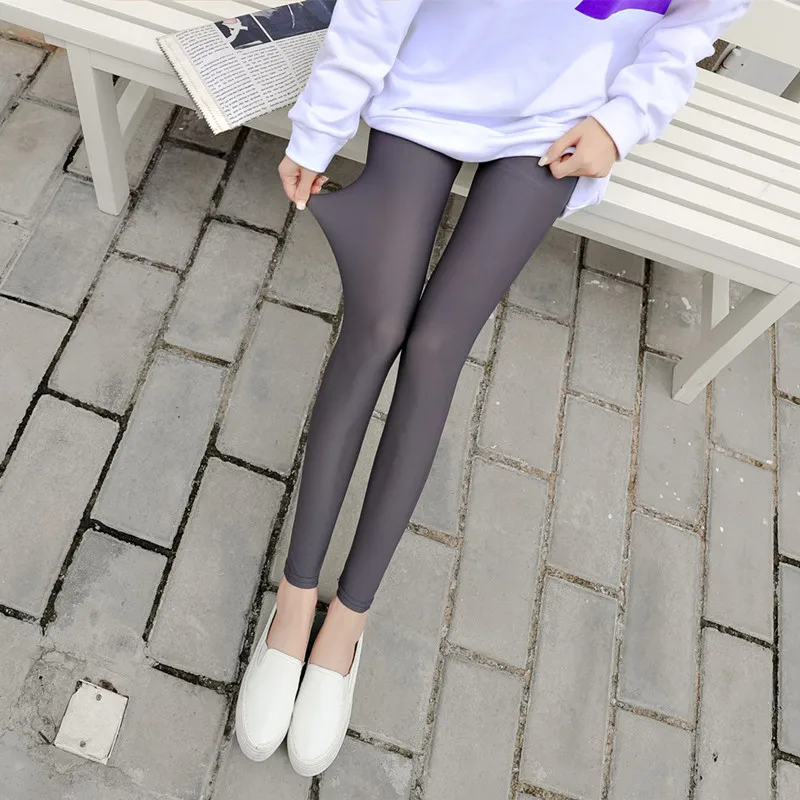 

New 2019 Summer Women Leggings Ice silk Plaid Thin Slim Elasticity Pant Legging Casual Solid Women's Plus Size Leggins Clothings