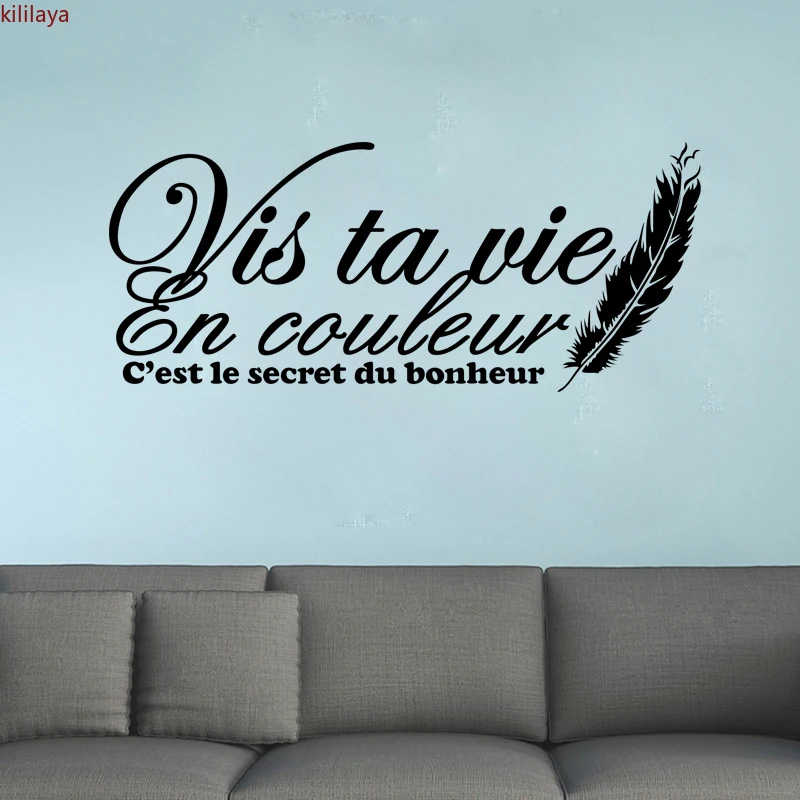 Kililaya Wall Stickers Muraux French Citation Vis Ta Vie En Couleur Wall Decor Home Decoration Accessories Wall Stickers Aliexpress