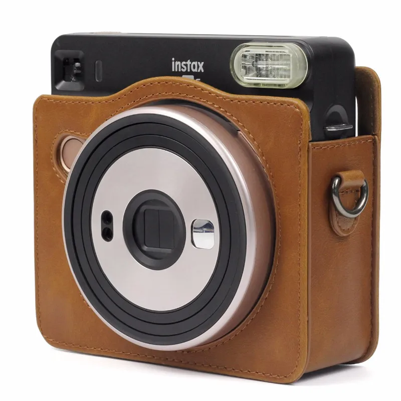Ретро винтажный черный/коричневый PU кожаный чехол для камеры Instax квадратный SQ6 защитная сумка-мешок через плечо