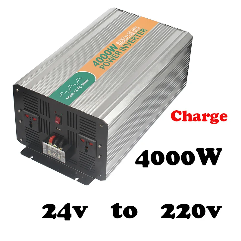 4000W 24vdc 220vac power converter for car with battery charger