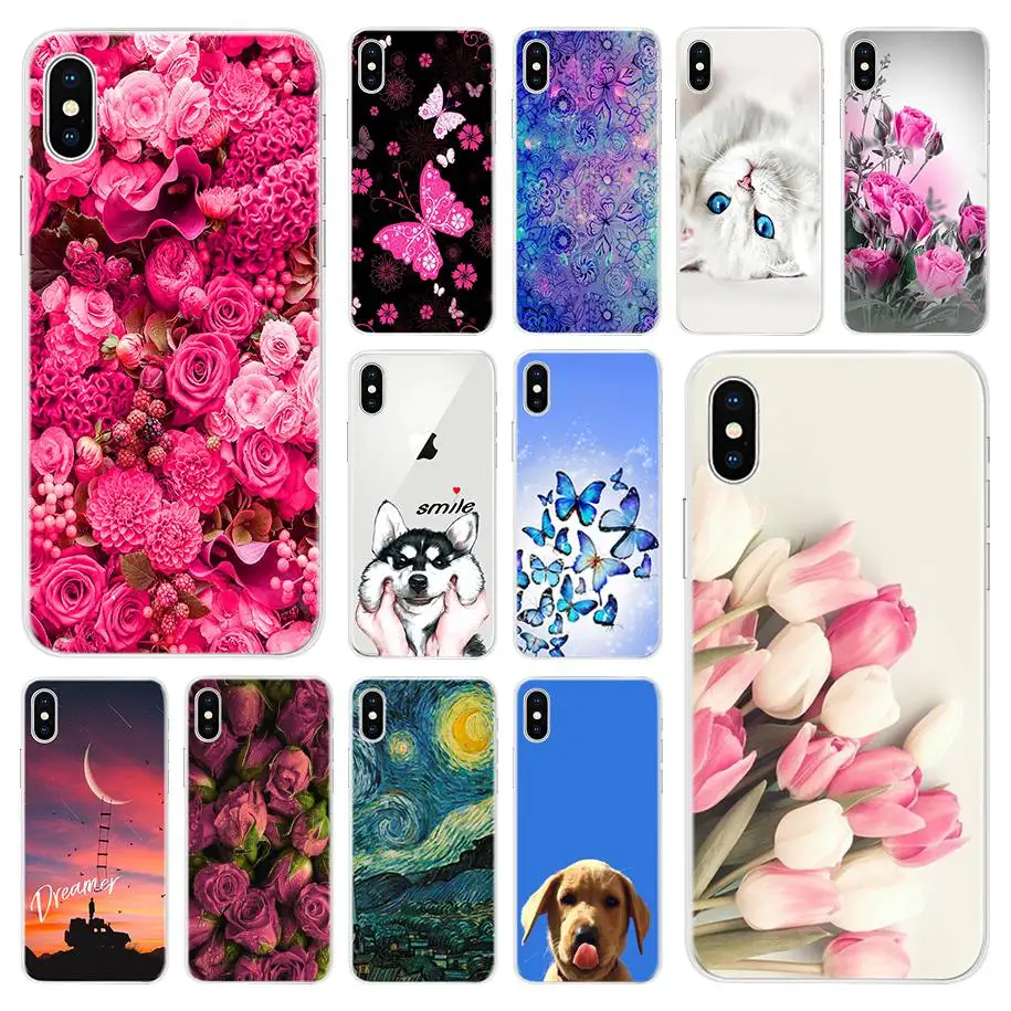 Силиконовый мягкий чехол для Apple iPhone X Тонкий цветы пространство прозрачный ТПУ
