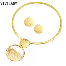 Модный vivilady в африканском стиле; комплект круглых ювелирных украшений Для женщин цвета: золотистый, серебристый Цвет колье коренастый заявление Цепочки и ожерелья серьги Bijoux(украшения своими руками) Свадебные вечерние подарки