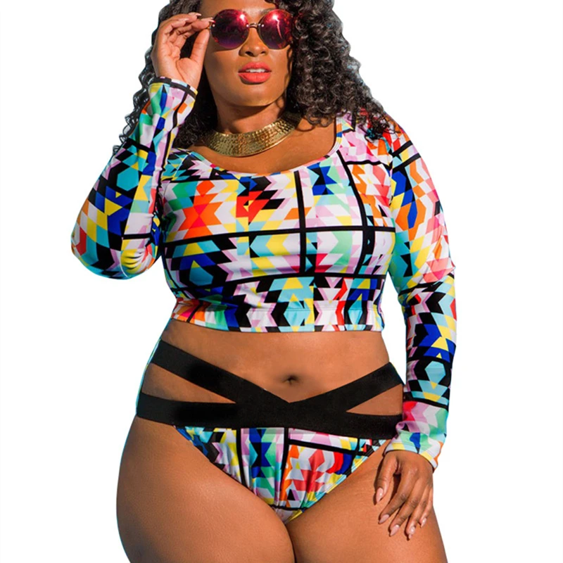 Buy 2018 Long Sleeve Swimsuit Women Plus Size Swimwear