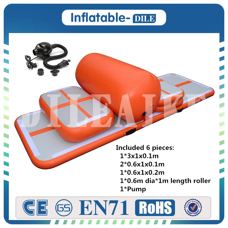

Free Shipping A Set (6 Pieces) Inflatable Gym Mat 10cm DWF Inflatable Gymnastics Air Track Mat Training Set