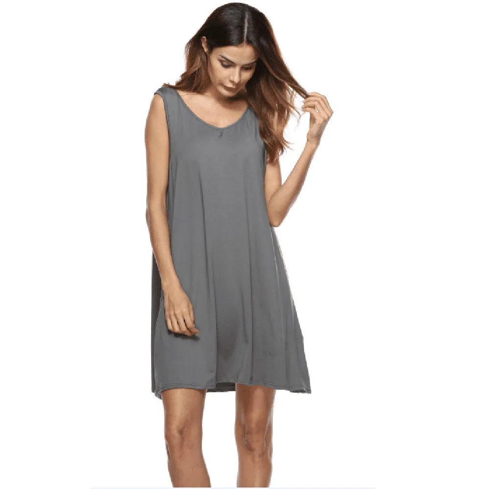 Women Dress Women Plus Size Summer Dress Sleeveless Casual Backless Loose Dress Women Summer Solid Causal Loose Dress