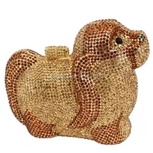 Neue Design Tier Luxus Kristall Erfasst handtasche Abendtasche schöne Party Hund Tasche Frauen Hochzeit Tasche Kette Tag Kupplungen Bag SC241