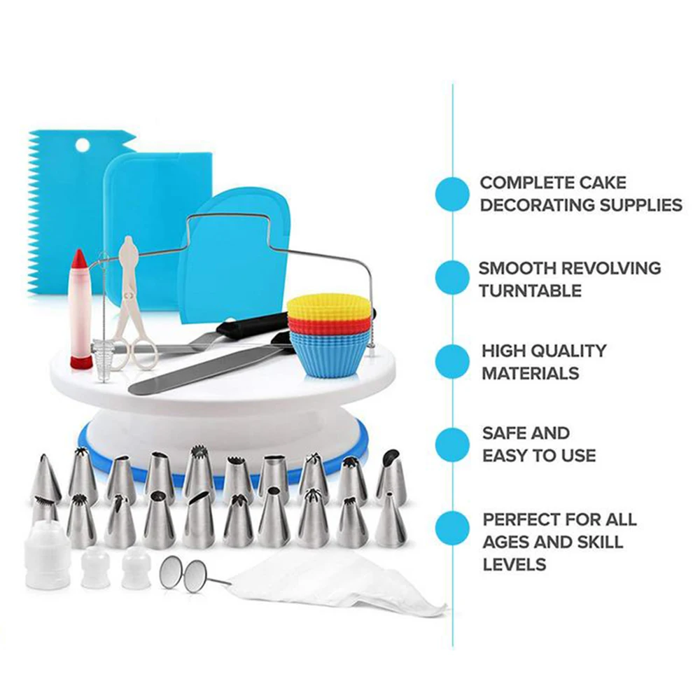 106 шт. украшения для торта, набор для торта, поворотный стол, Кондитерская трубка, инструмент для помадки, принадлежности для выпечки, сделай сам, насадки, насадки, инструменты